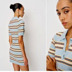 Reformation Hadley Cotton Polo Sweater Dress Blue - Size L NWT